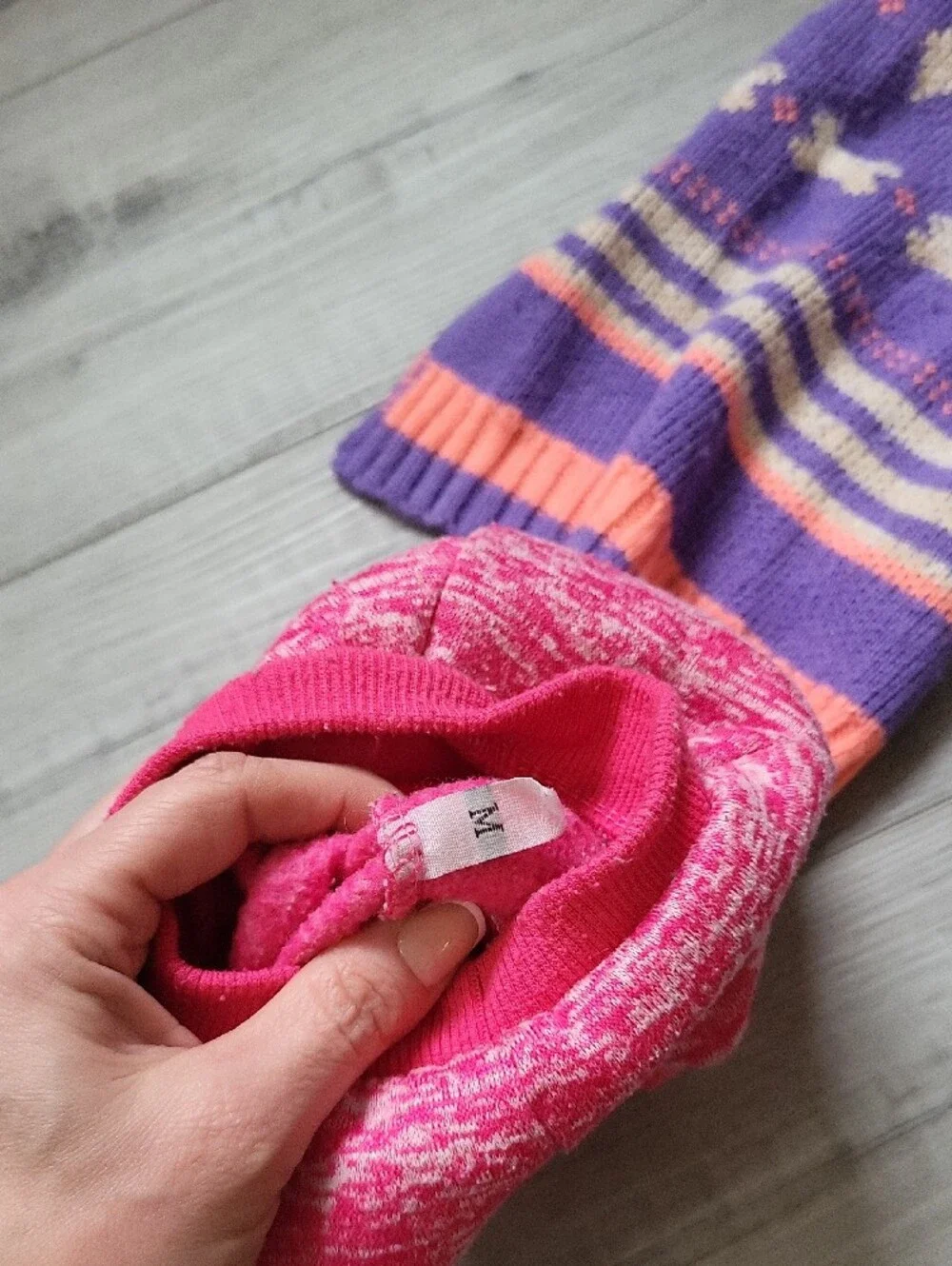 Pink Knit Pullover and Purple Patterned Sweater Bundle